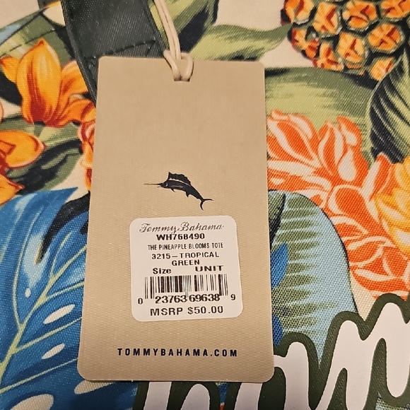Tommy Bahama Tropical Floral Tote - Blue and Orange - Picture 2 of 3